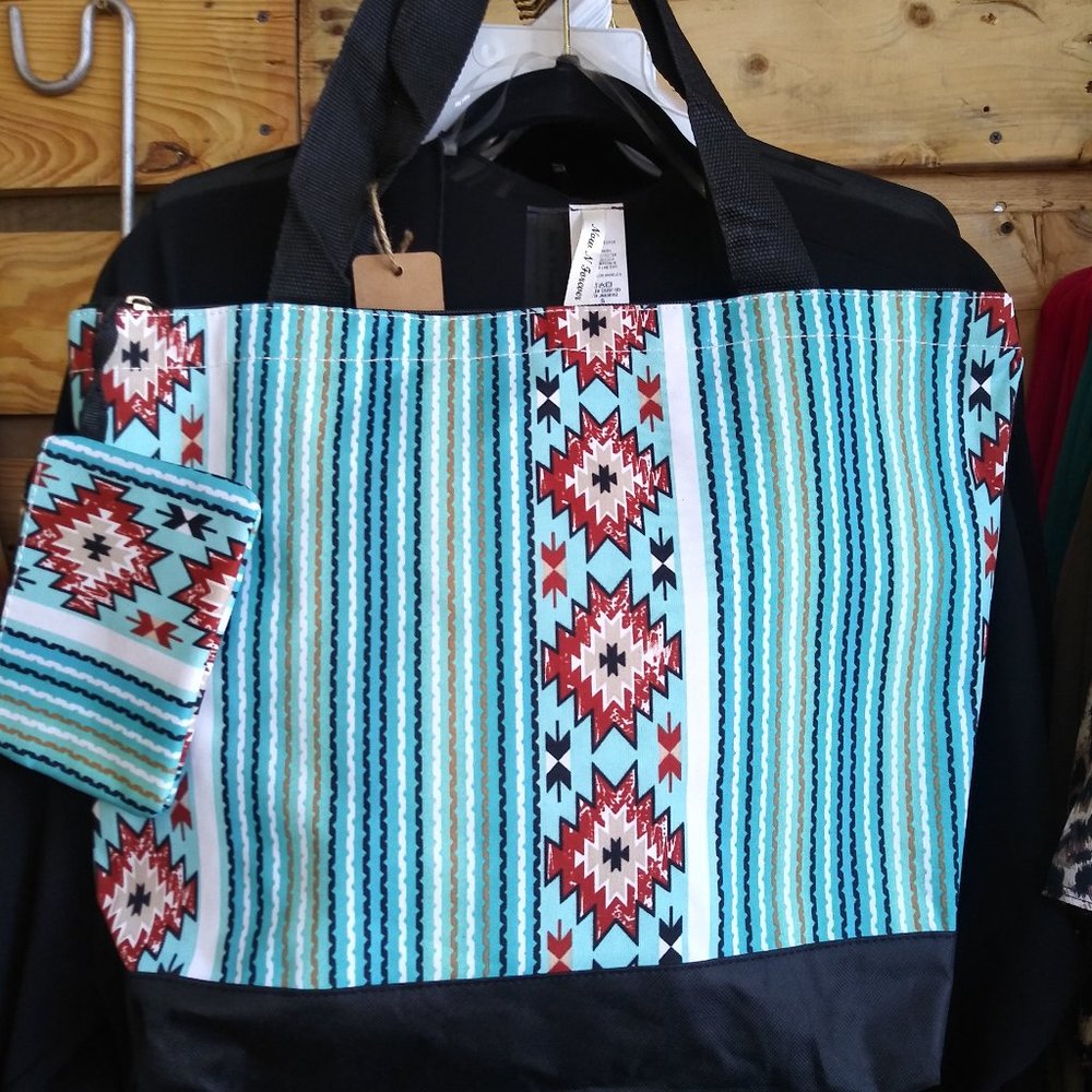 Adobe Sky Black Tote Bag SRR821